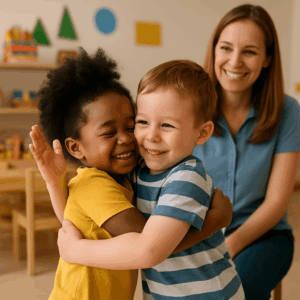 children developing social skills through play.